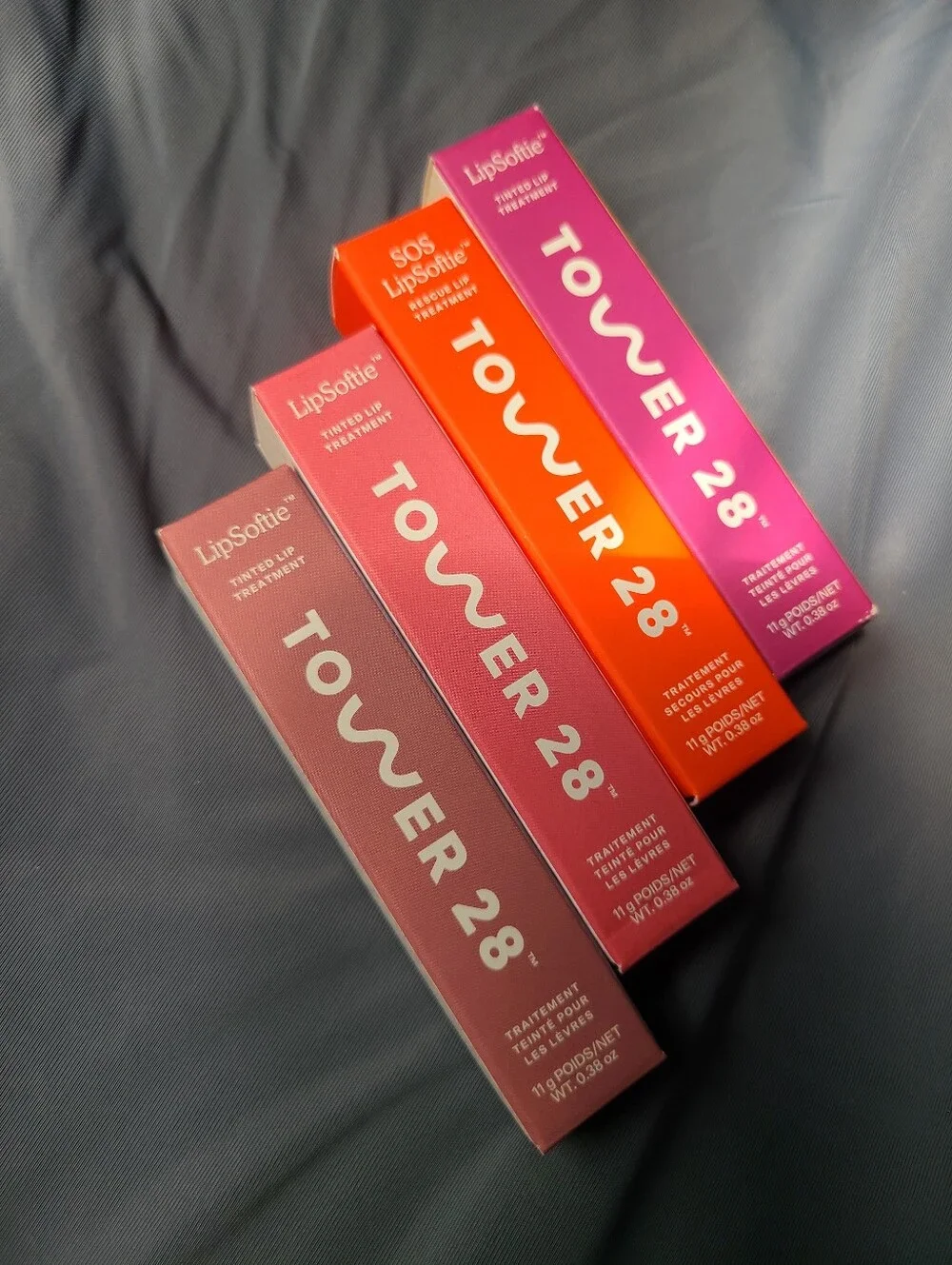 NWT bundle of 4 Tower28 LipSoftie lip balms Softie Sugar Mochi Clear Confetti
